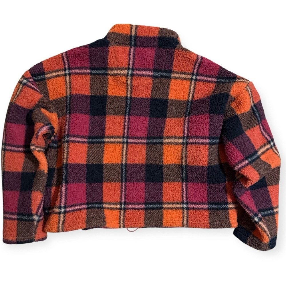 American Eagle Cozy Cropped Oversize Pullover L Quarter Zip Plaid Multicolor AE - Picture 8 of 8